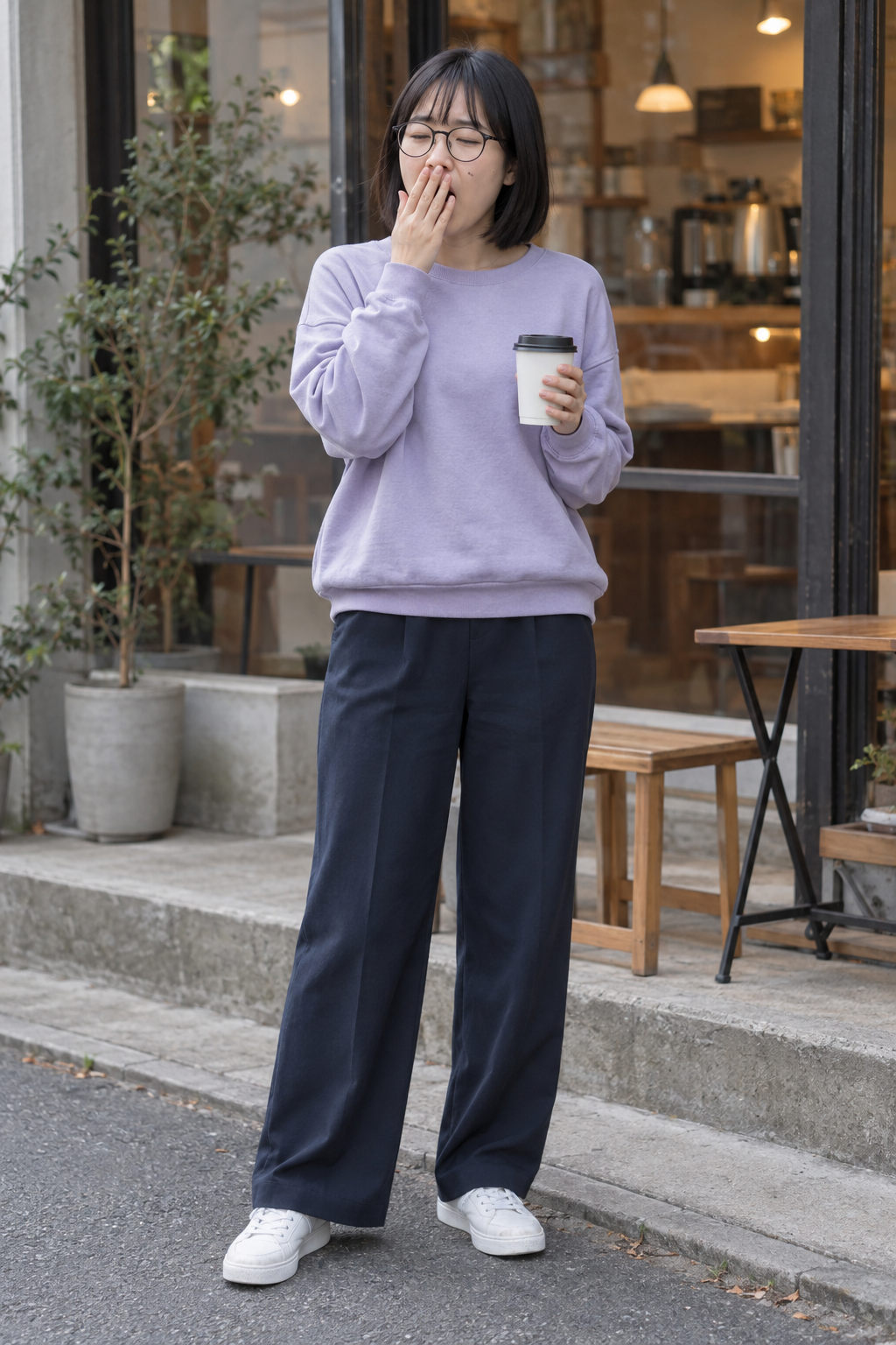 진격의 거인에서 내가 거인이 된다면? — 여성 · 커피를 들고 하품의 입력 사진 1