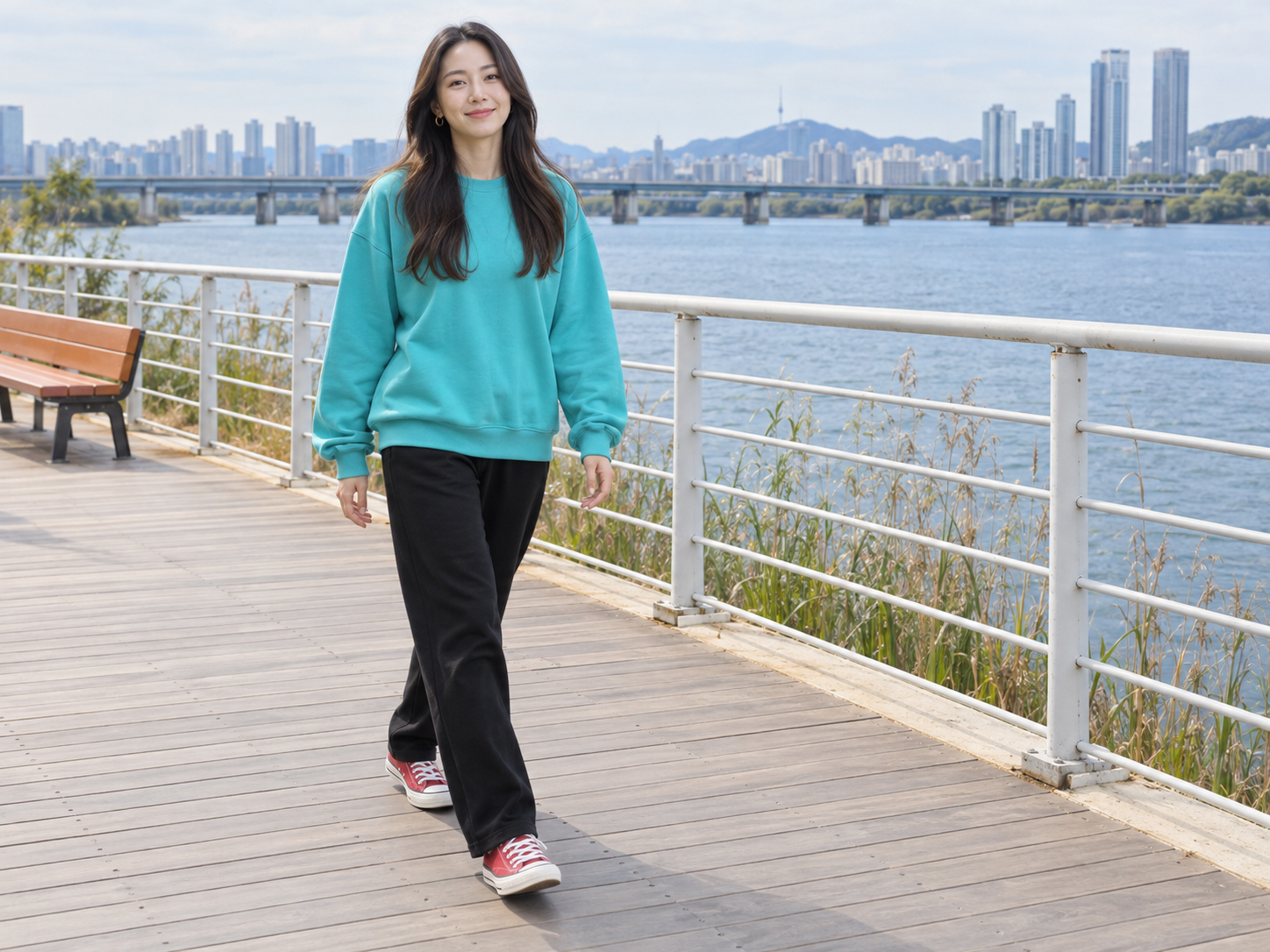 내 사진이 크레이지아케이드 캐릭터로 — 다오 · 긴 머리와 강변의 입력 사진 1