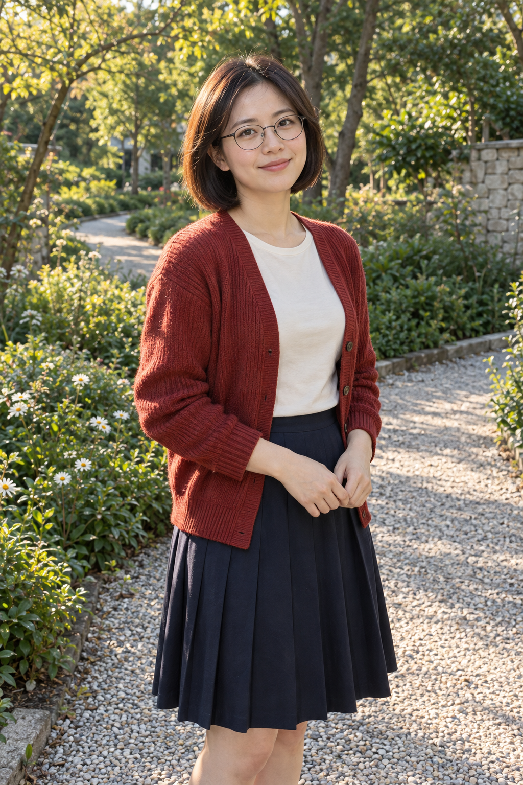 내 사진을 모네 인물화로 — 야외 여성 · 정원의 빛의 입력 사진 1