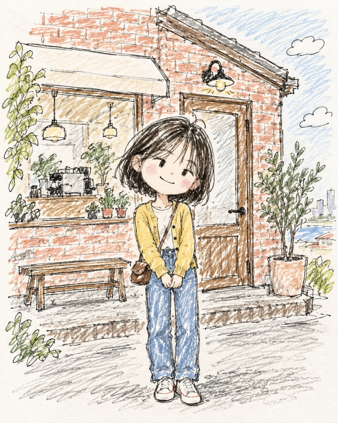 내 사진을 삐뚤빼뚤 손그림 낙서로 — 변환 예시의 AI 변환 결과