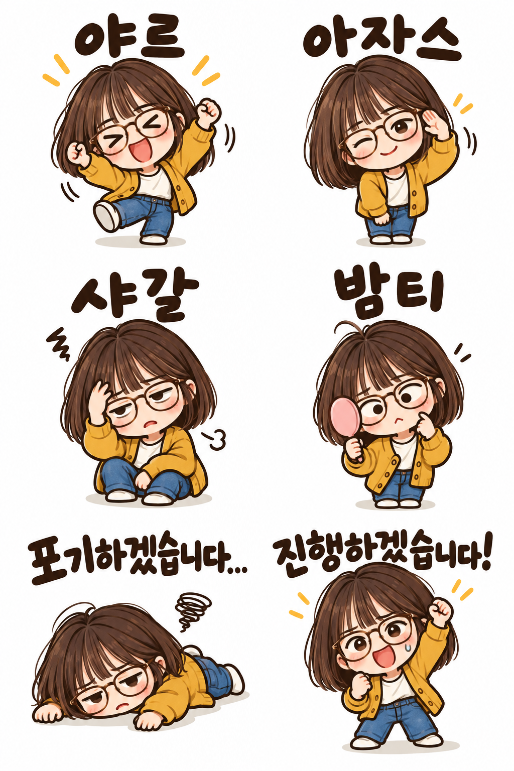 야르·아자스·샤갈! 카톡 리액션 — 2026.10 — 공개 v3 · 사진 한 장 직접 생성의 AI 변환 결과