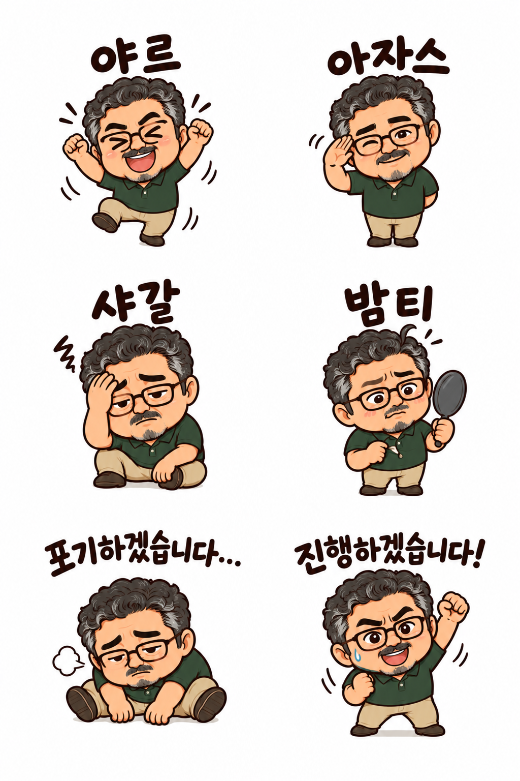 야르·아자스·샤갈! 카톡 리액션 — 2026.10 — 승인 시안 · 여백 추가 편집의 AI 변환 결과