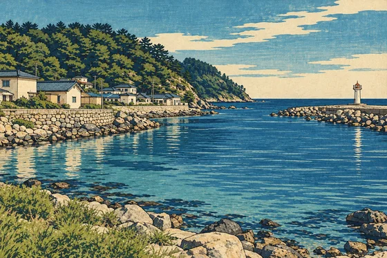 내 여행 사진을 일본 목판화로 — AI 변환 결과
